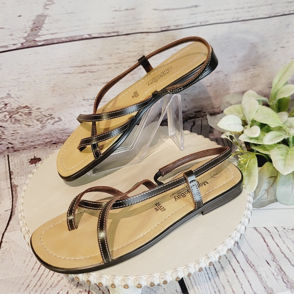 Montego Bay Club Leather Collection Brown Strappy Sandal Size 7 - Picture 2 of 12